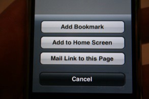 Add to Home Screen on iPhone OS 1.1.3.