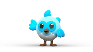 Blue cartoon bird.