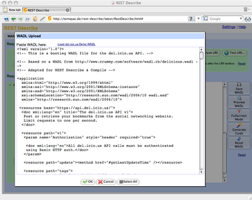 WADL upload feature in REST Describe app.