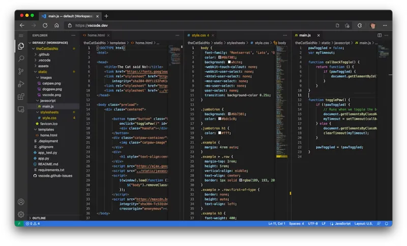 Microsoft VS Code running in the browser.