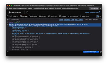 Firefox DevTools window shown inspecting the  namespace.