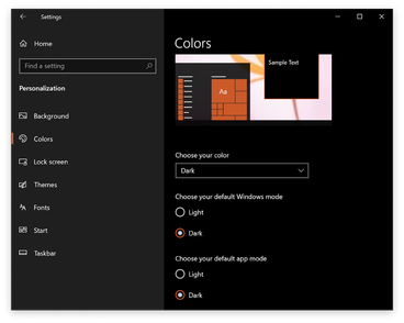 macOS Mojave and Windows 10 Dark Mode settings