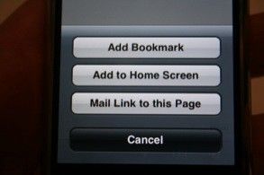 Add to Home Screen on iPhone OS 1.1.3.