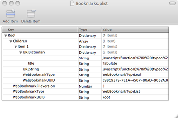 MobileSafari Bookmarks.plist