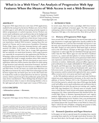 Research paper “What is in a Web View? An Analysis of Progressive Web App Features When the Means of Web Access is not a Web Browser”.